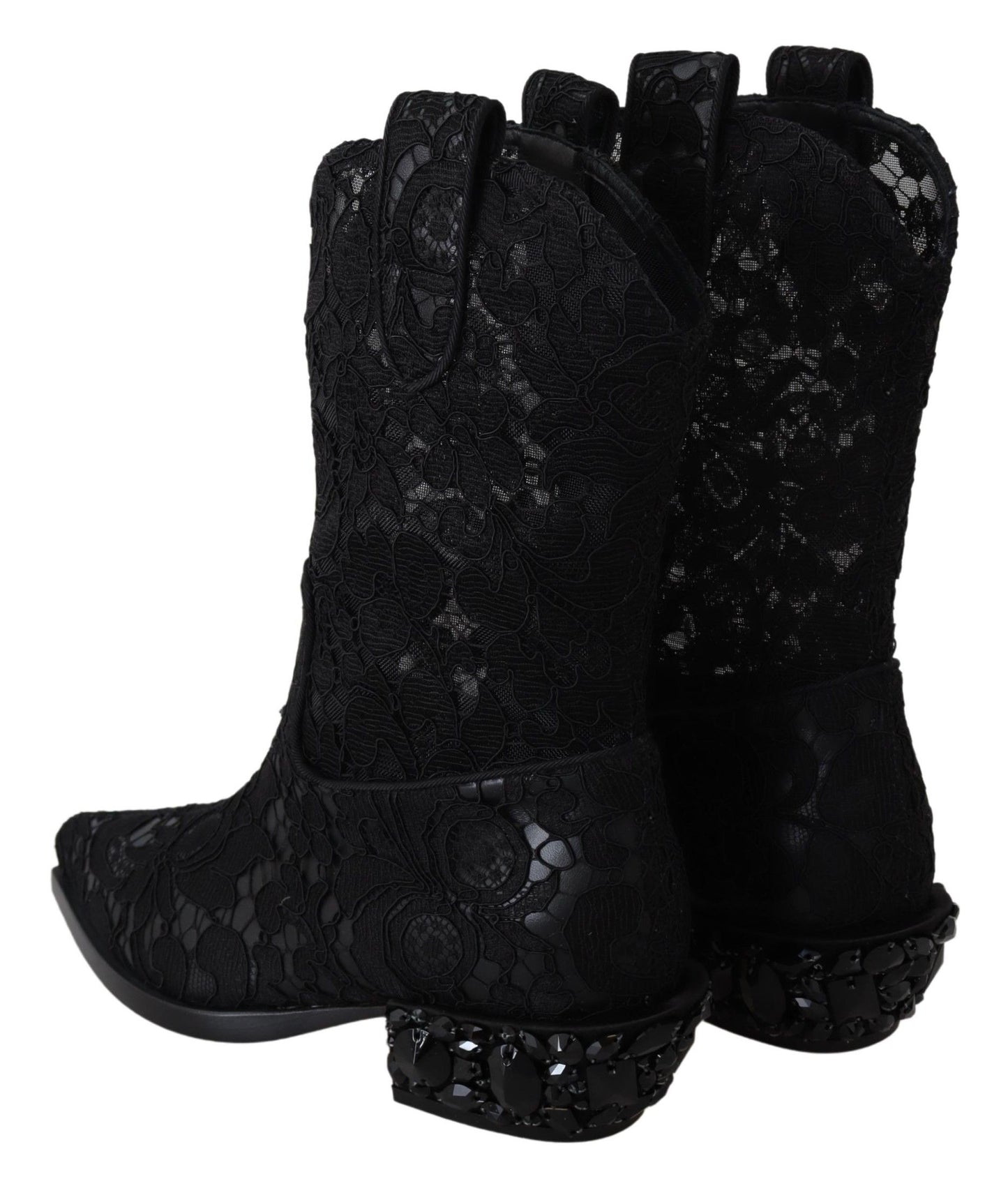 Dolce & Gabbana Elegant Viscose Leather Ankle Boots with Crystals