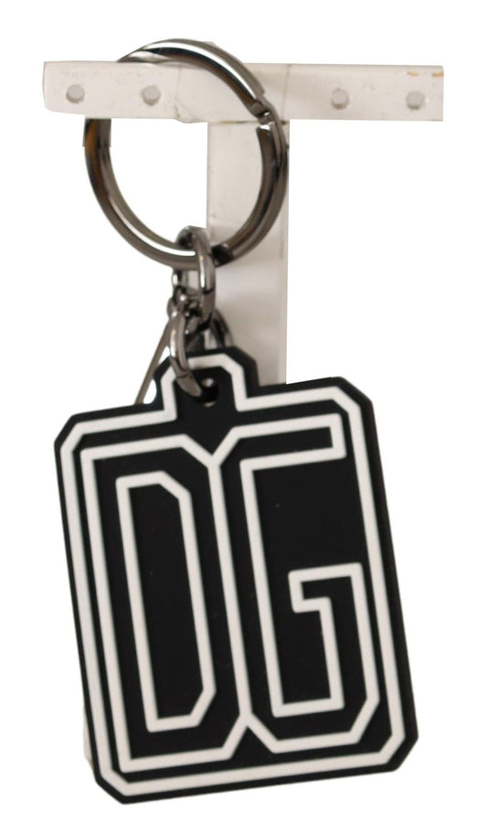 Dolce & Gabbana Elegant Silver & Rubber Designer Keyring