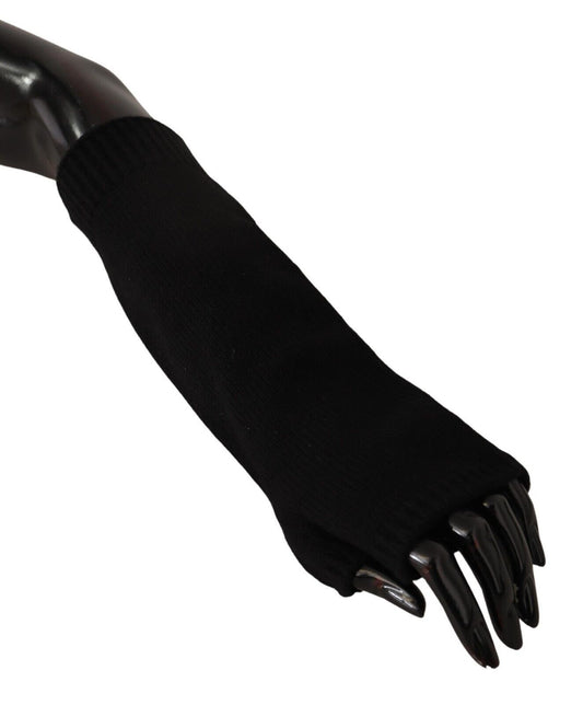 Dolce & Gabbana Elegant Black Cashmere Fingerless Gloves