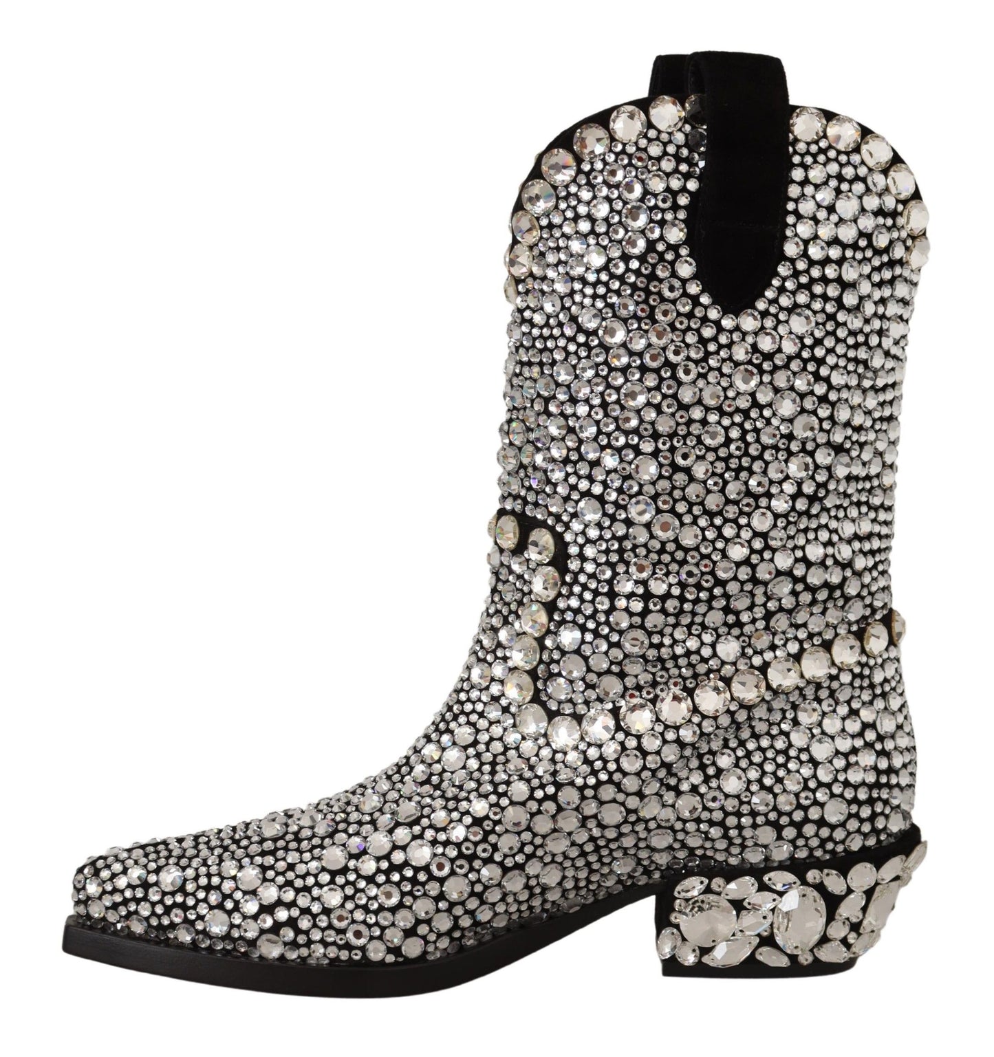 Dolce & Gabbana Crystal-Embellished Black Suede Boots