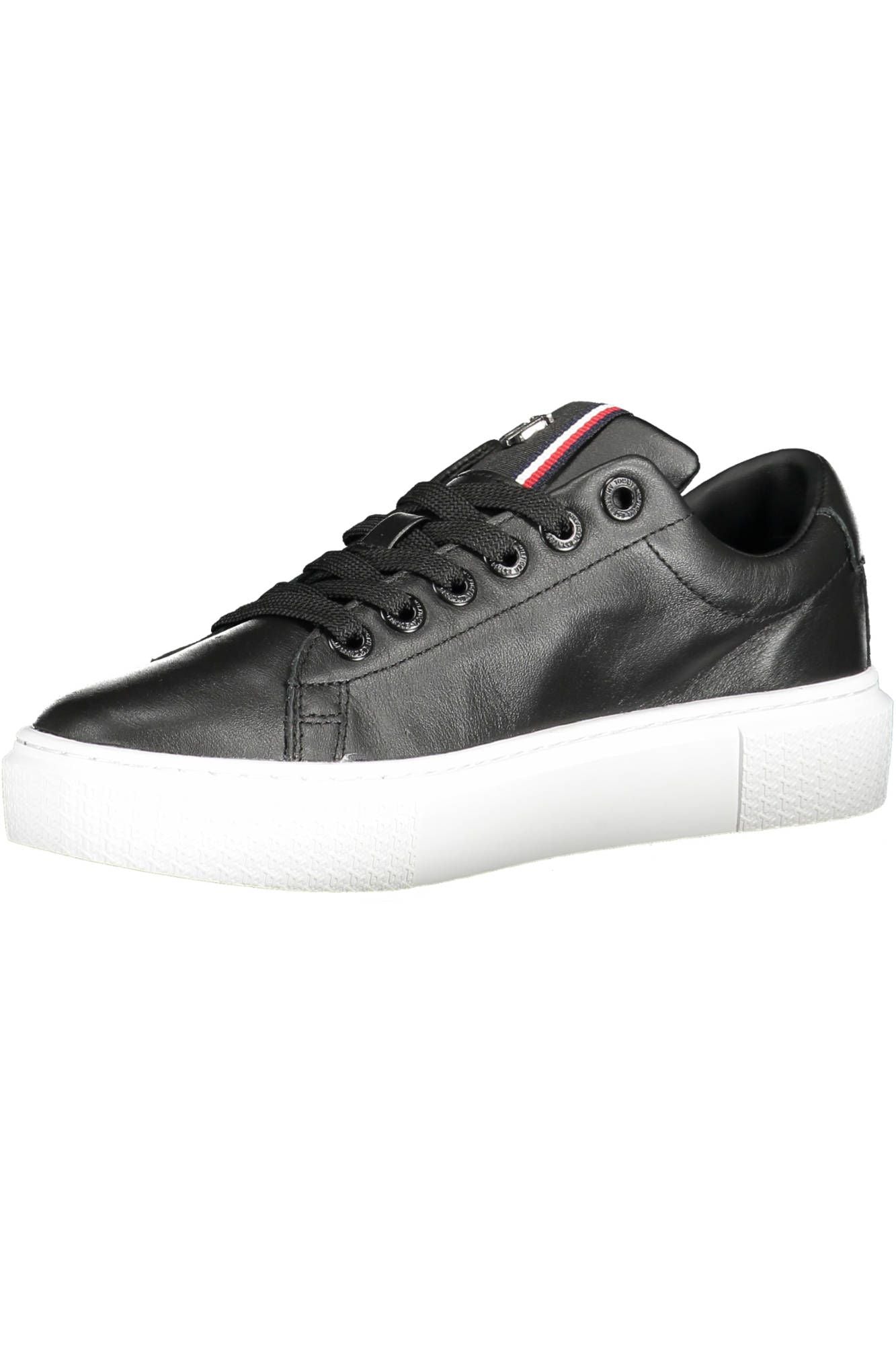 Tommy Hilfiger Black Leather Women Sneaker