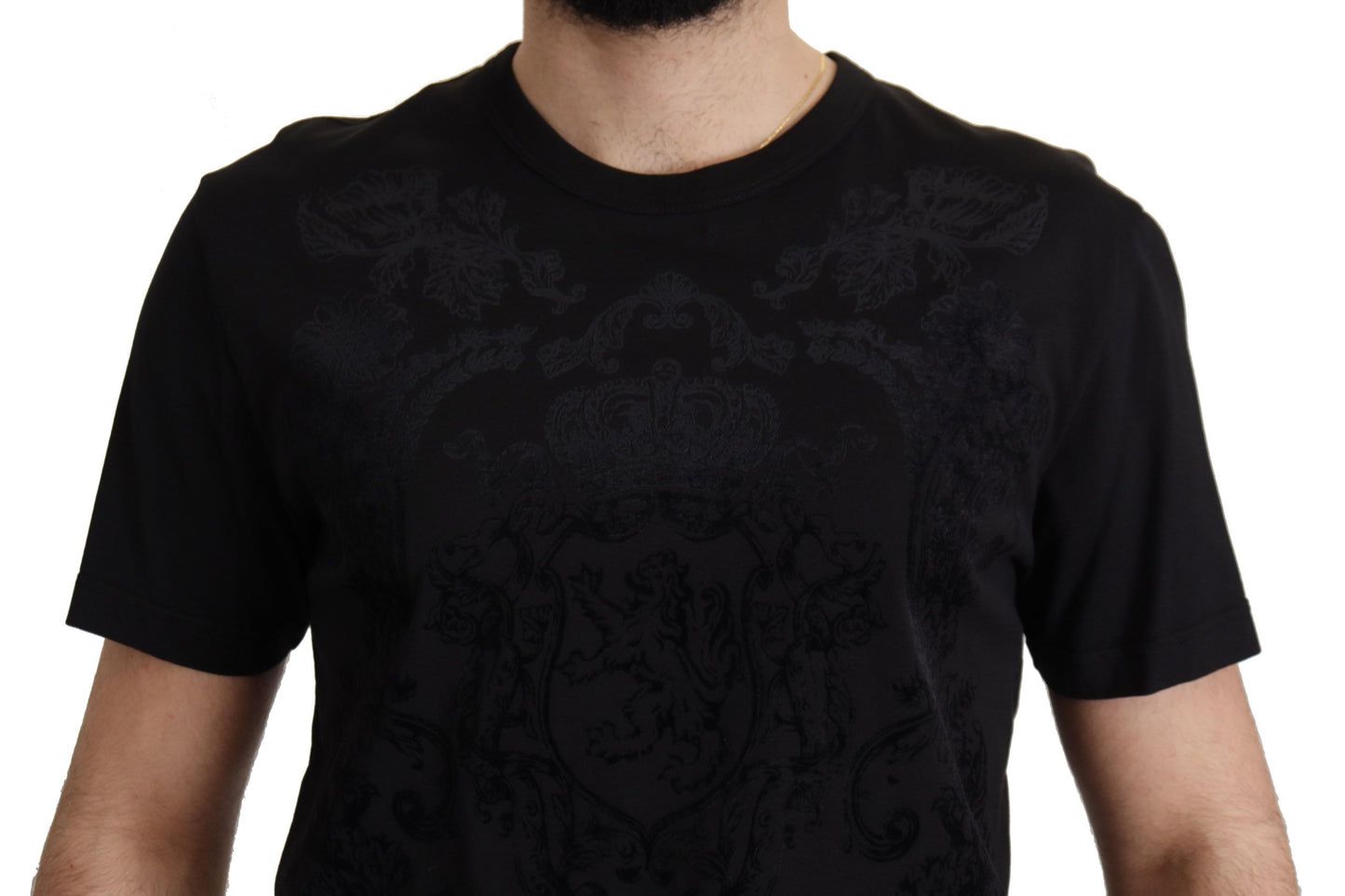 Dolce & Gabbana Elegant Black Baroque Crewneck Tee