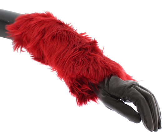 Dolce & Gabbana Elegant Red Leather Elbow Long Gloves