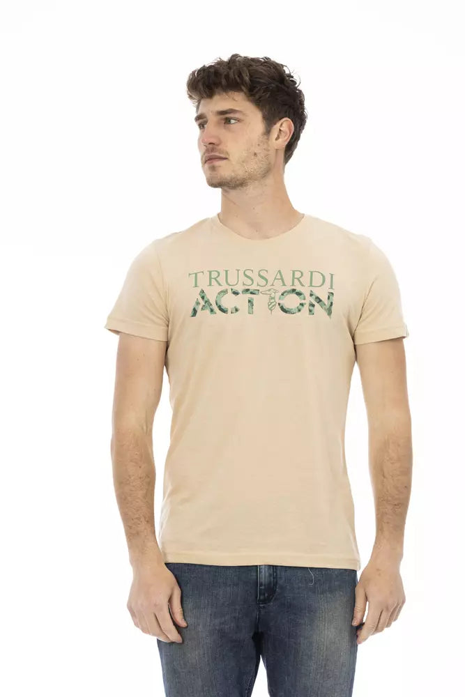 Trussardi Action Beige Cotton Men T-Shirt