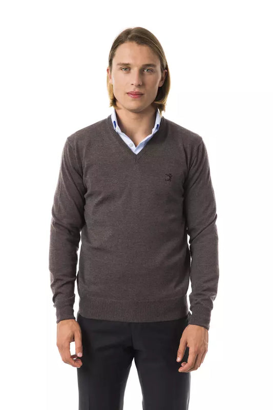 Uominitaliani Gray Merino Wool Men Sweater