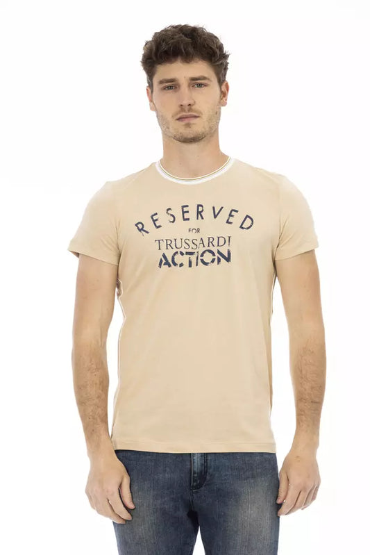 Trussardi Action Beige Cotton Men T-Shirt