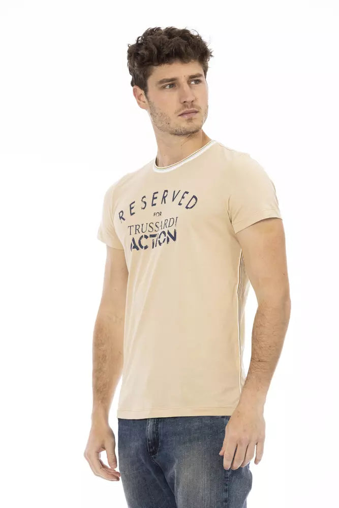 Trussardi Action Beige Cotton Men T-Shirt