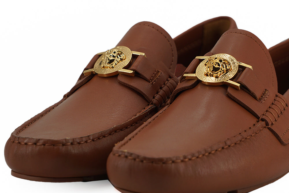 Versace Elegant Medusa-Embossed Leather Loafers