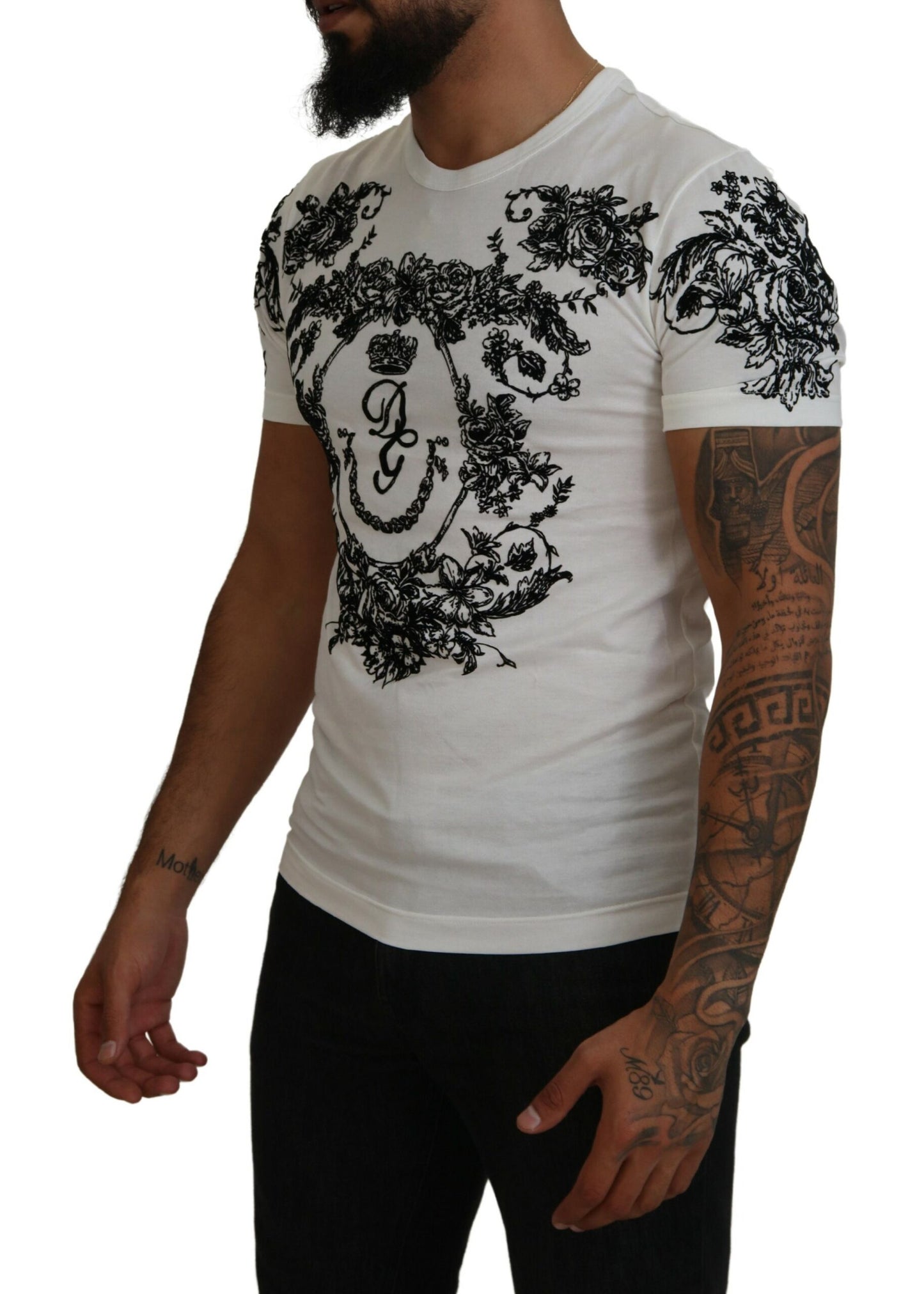 Dolce & Gabbana Elegant Floral Crown Tee