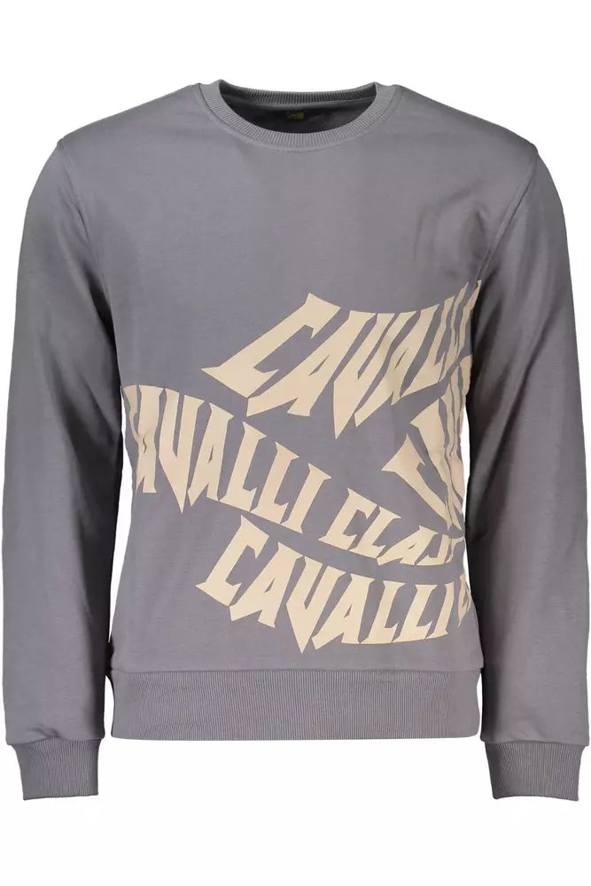 Cavalli Class Gray Cotton Men Sweater