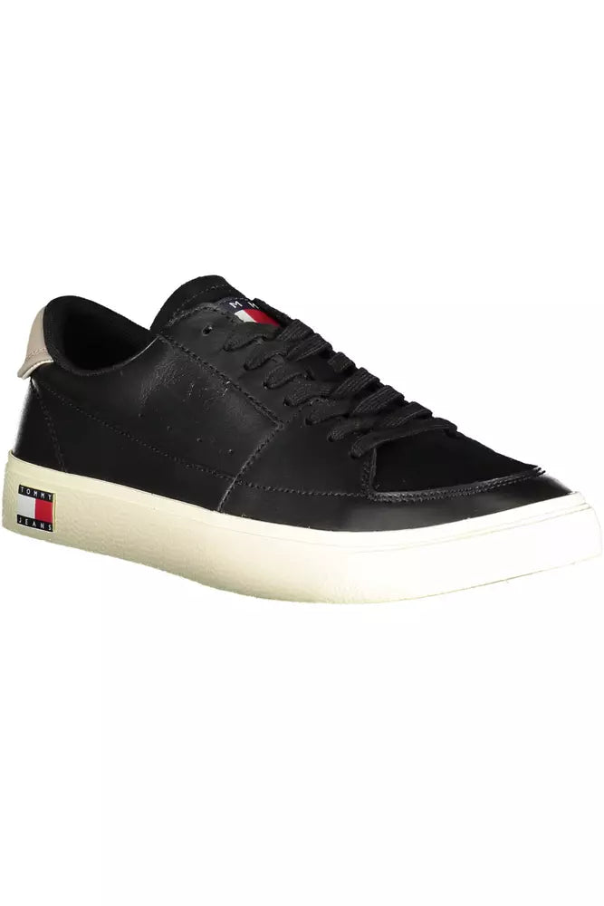 Tommy Hilfiger Black Leather Men Sneaker