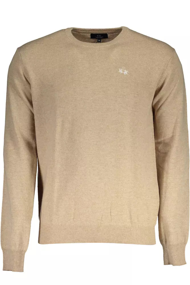 La Martina "Beige Wool Men Sweater Classic Comfort Knitwear"