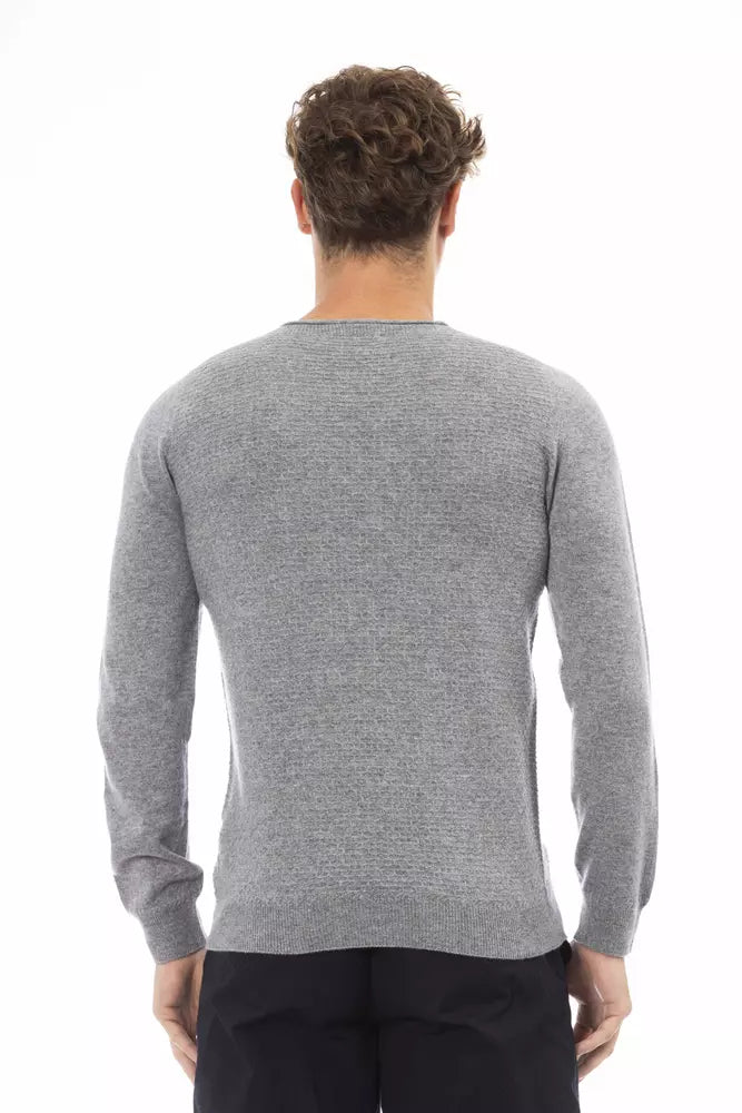 Alpha Studio Gray Viscose Men Sweater