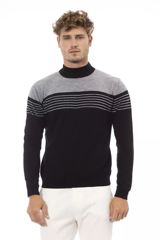 Alpha Studio Black Viscose Men Sweater