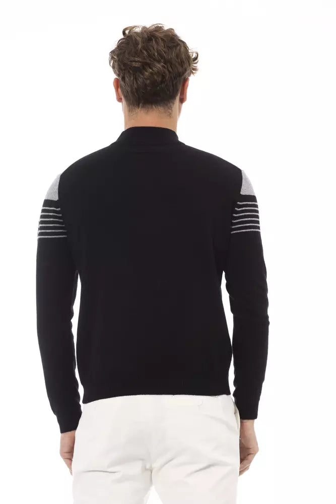 Alpha Studio Black Viscose Men Sweater