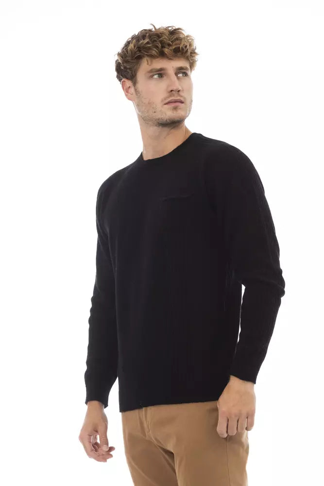 Alpha Studio Black Viscose Men Sweater