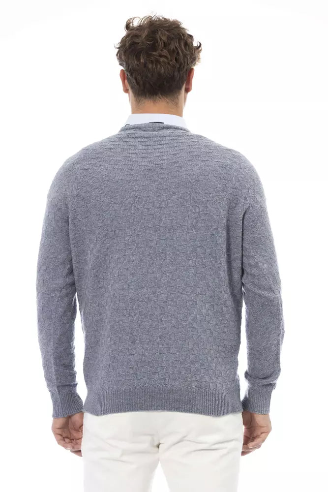 Alpha Studio "Light Blue Viscose Men Sweater"