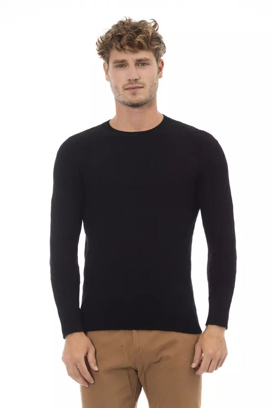 Alpha Studio Black Viscose Men Sweater