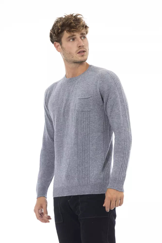 Alpha Studio Light Blue Viscose Men Sweater