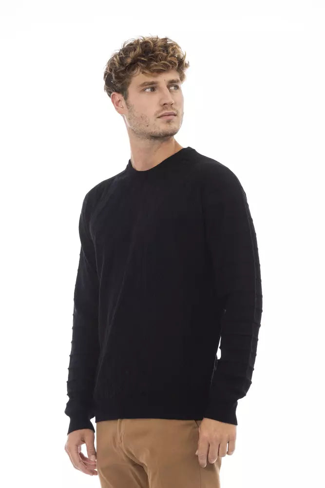 Alpha Studio Black Viscose Men Sweater