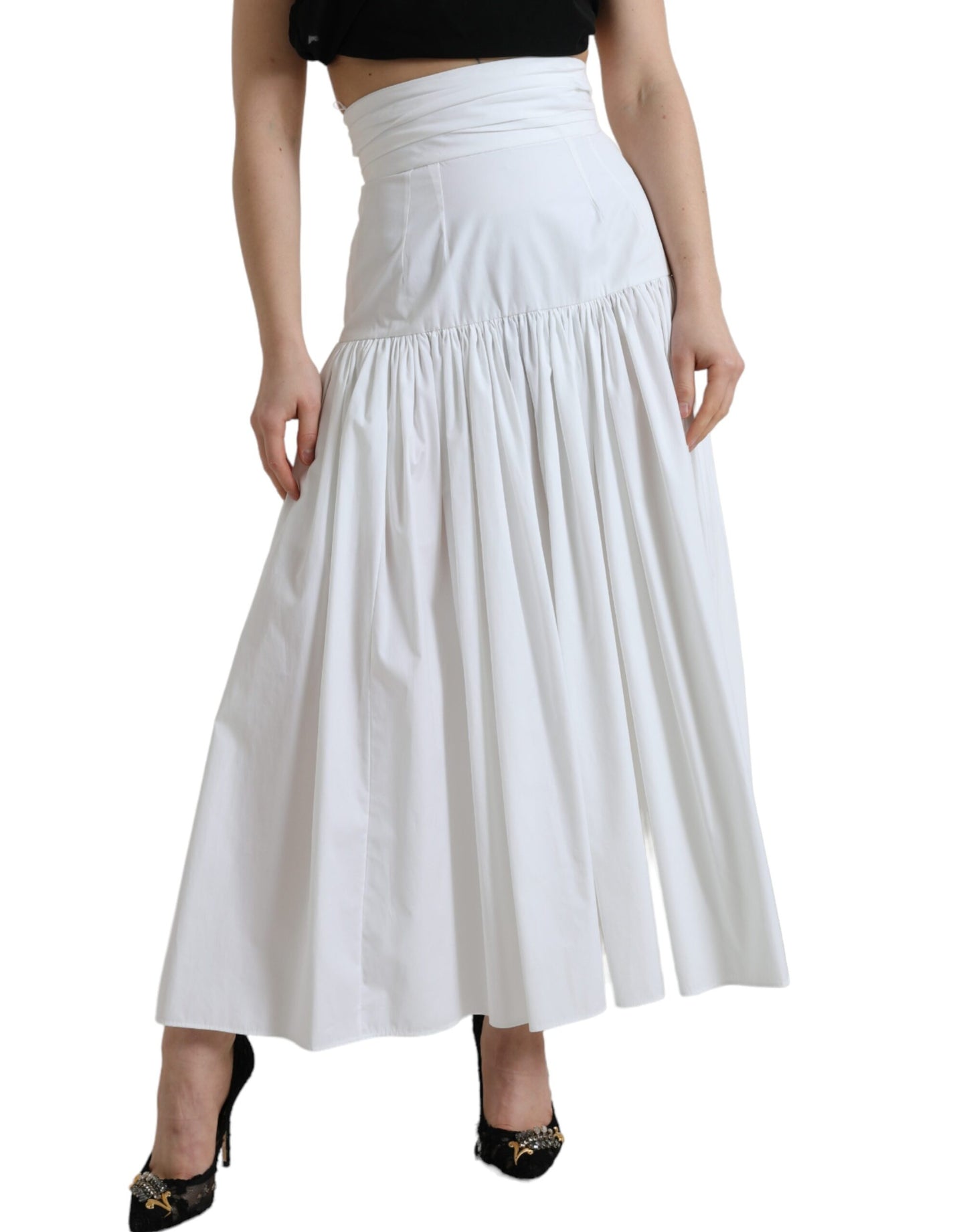 Dolce & Gabbana Elegant High Waist Cotton Maxi Skirt