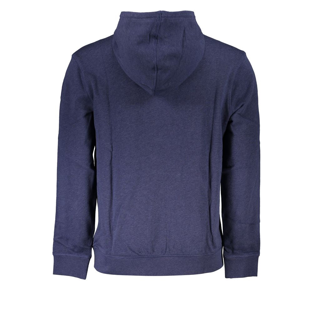 Hugo Boss Blue Cotton Men Sweater with Hood