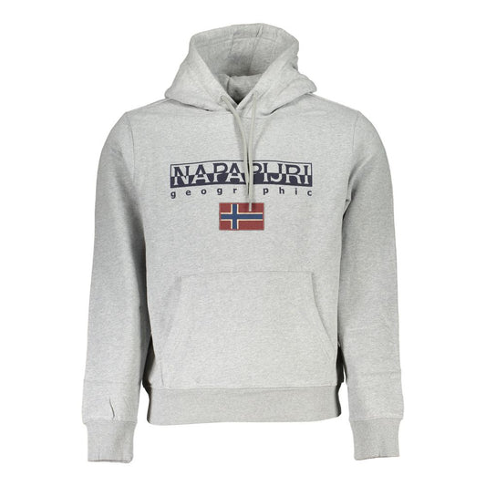 Napapijri Gray Cotton Men Hooded Sweater