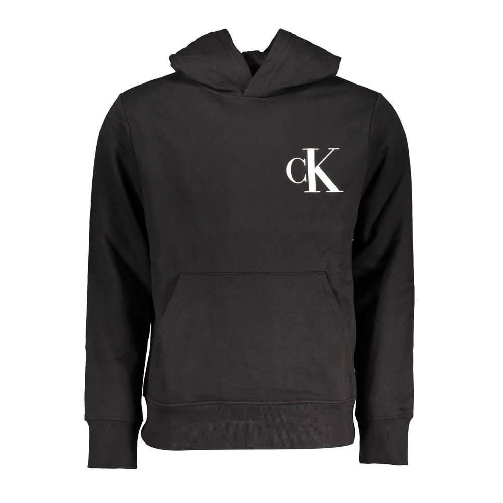 Calvin Klein Sleek Black Hooded Sweatshirt with Fleece Lining