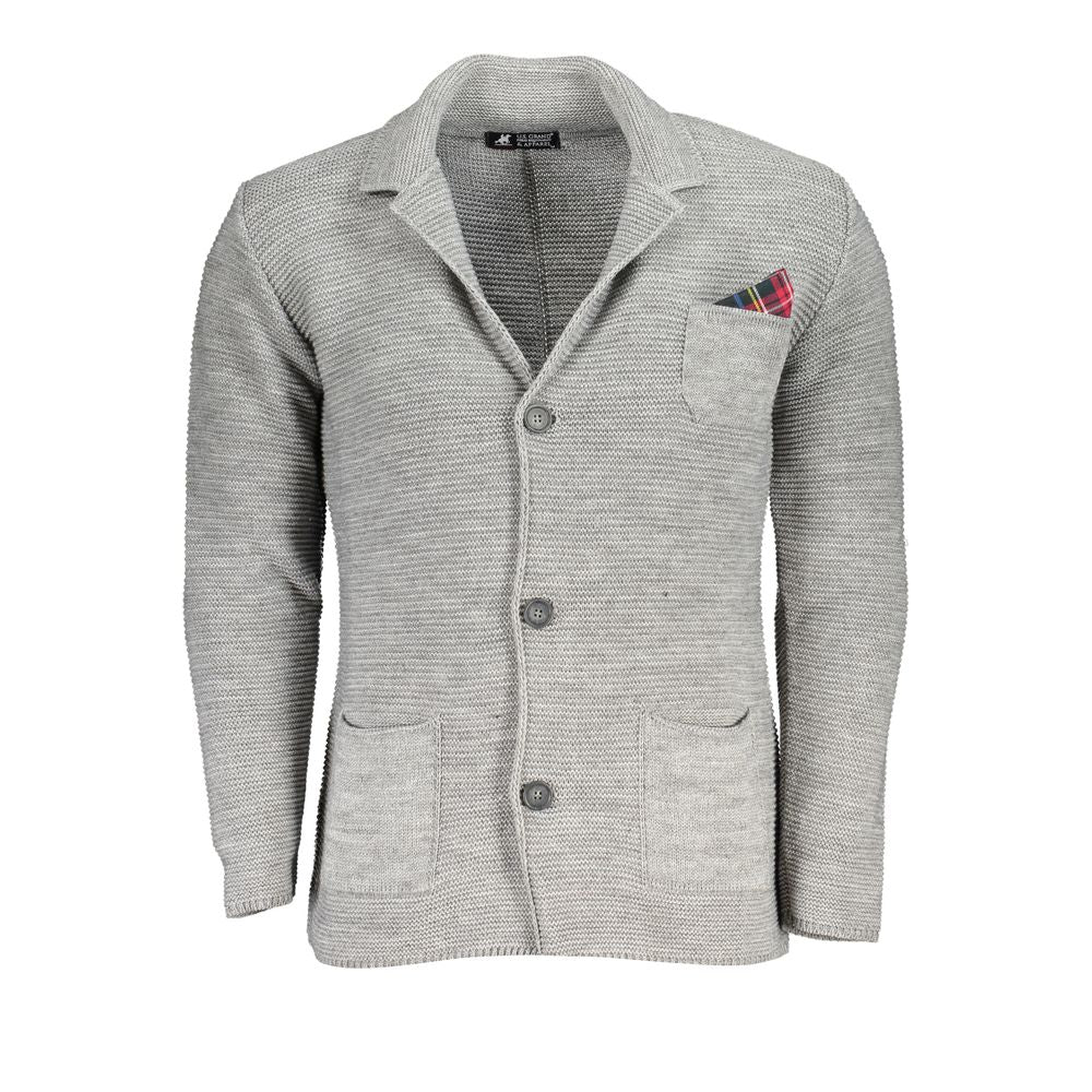 U.S. Grand Polo Chic Gray Cardigan with Elegant Pockets