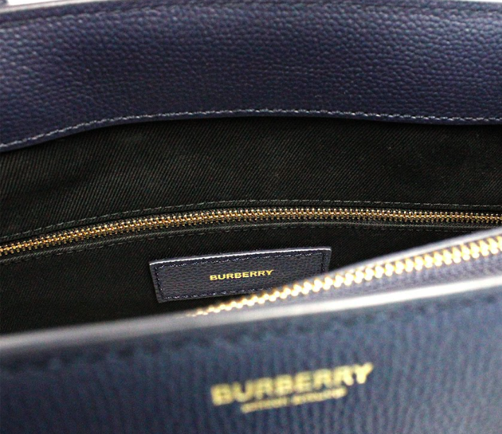 Burberry Banner Medium Regency Blue Leather Tote Crossbody Handbag Purse