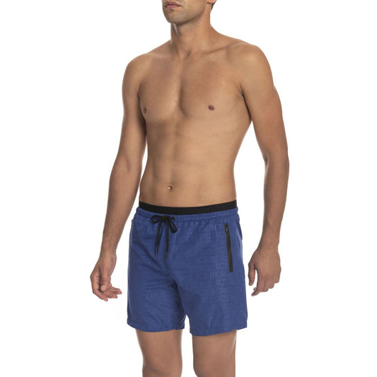 Iceberg Blue Polyester Men Swim Short