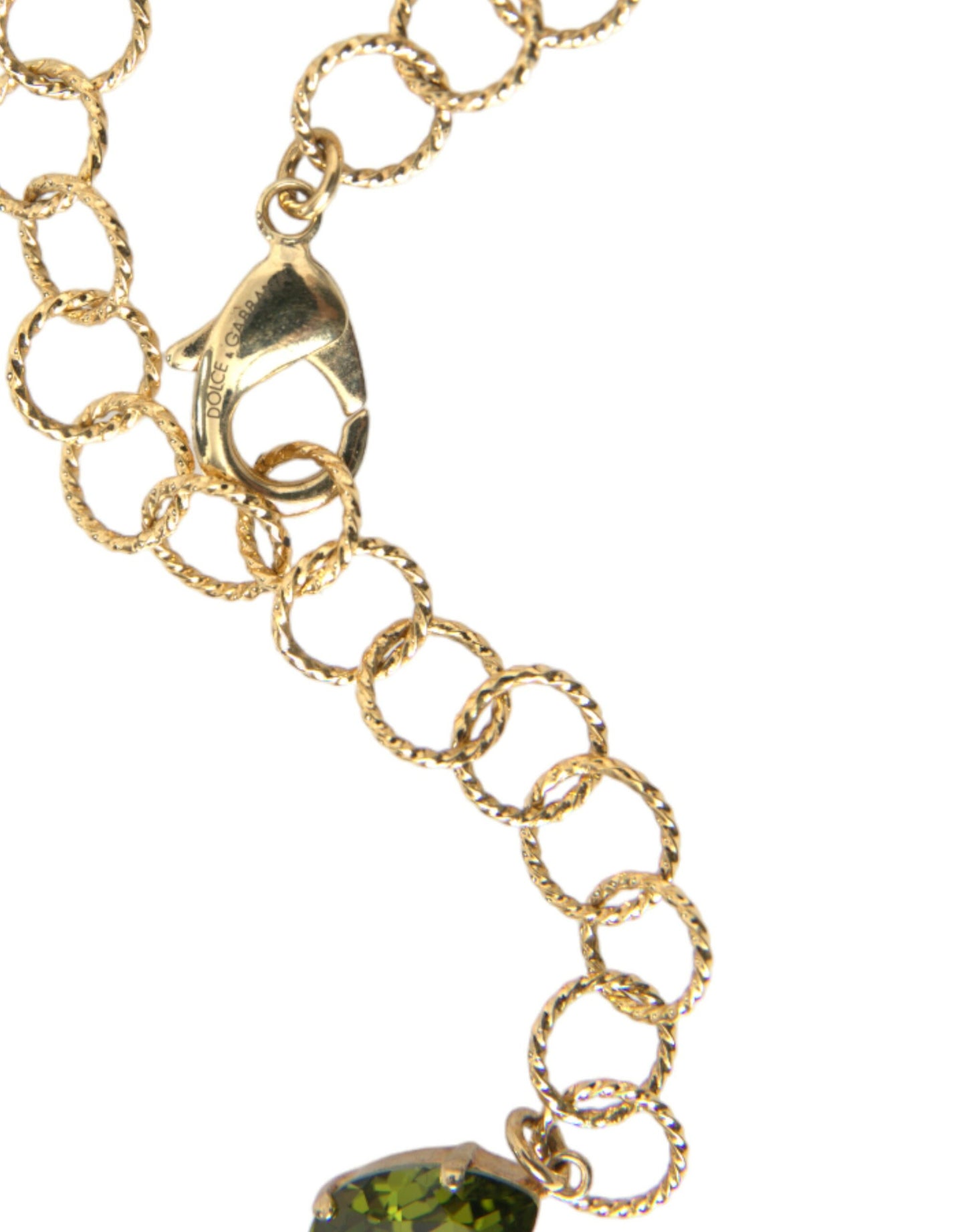 Dolce & Gabbana Gold Brass Link Chain Rose Petal Crystal Pendant Necklace