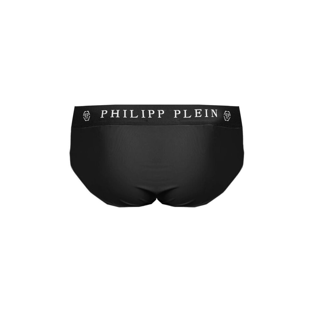 Philipp Plein Black Polyamide Men Swimwear