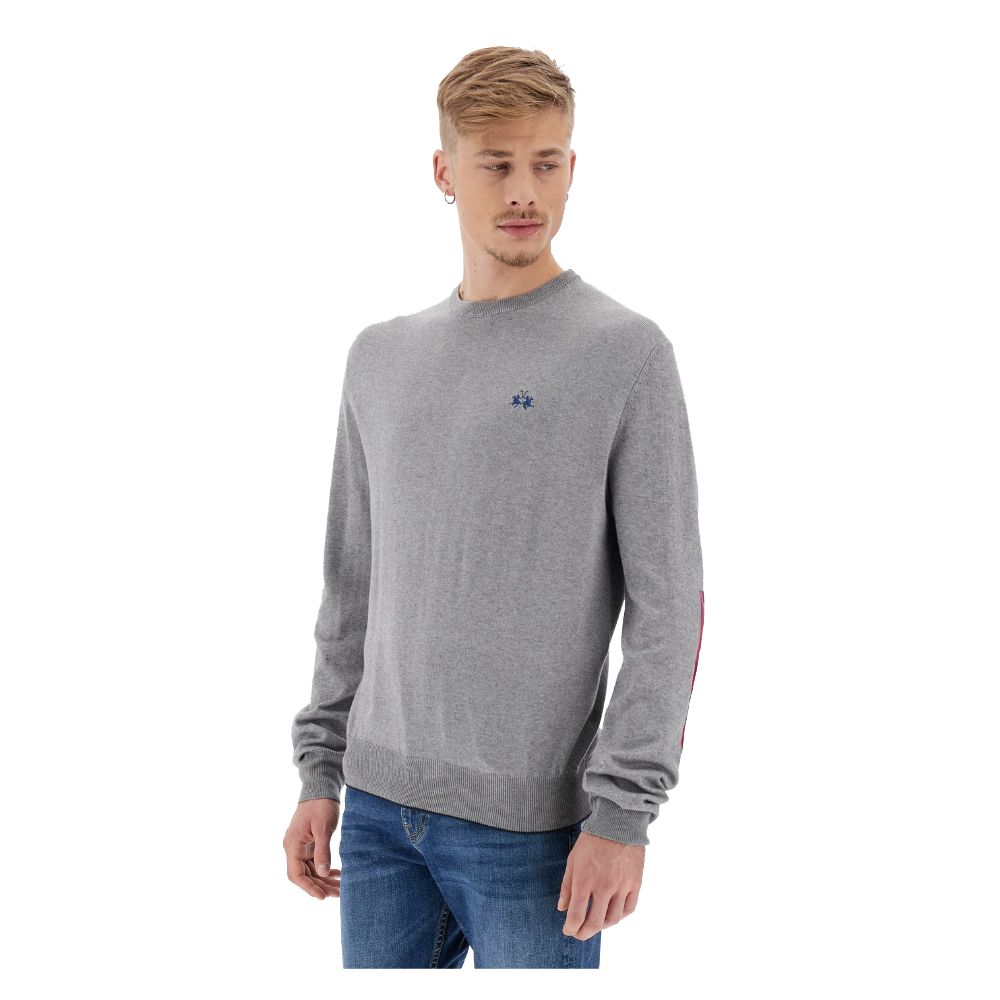 La Martina Gray Cotton Men Sweater