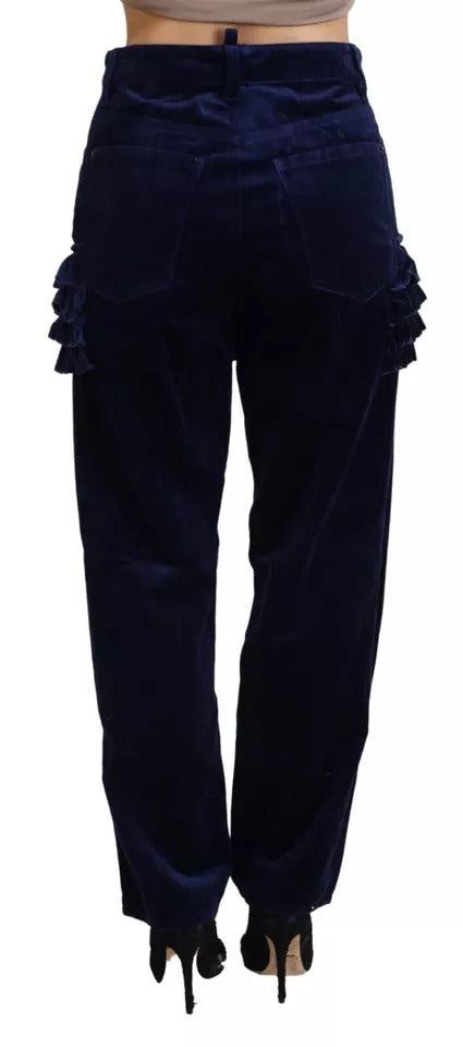 Dsquared² Blue Ruffles HighWaist Cotton Denim Boston Fit Pants