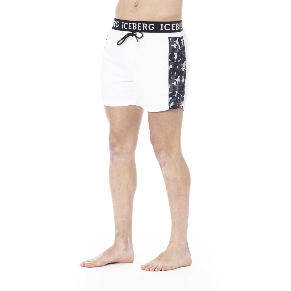 Iceberg White Polyester Men Swim Trunk