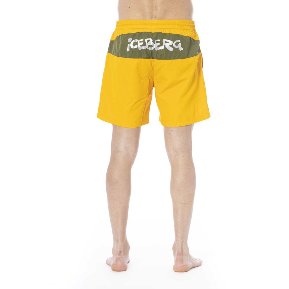 Iceberg Yellow Polyester Men Swim Trunk