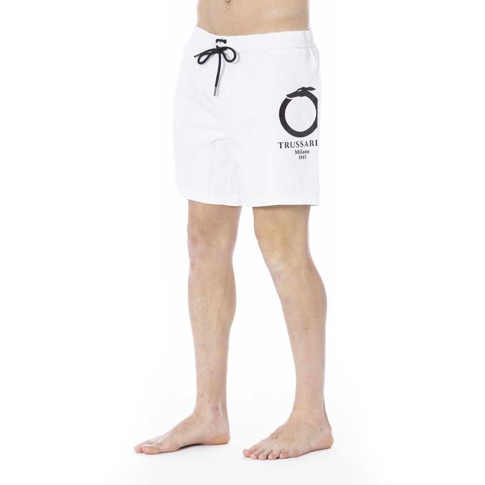 Trussardi Beachwear White Polyester Men Swim Trunk