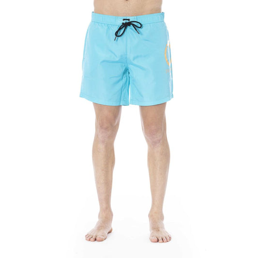 Trussardi Beachwear Light Blue Polyester Men Swim Trunk