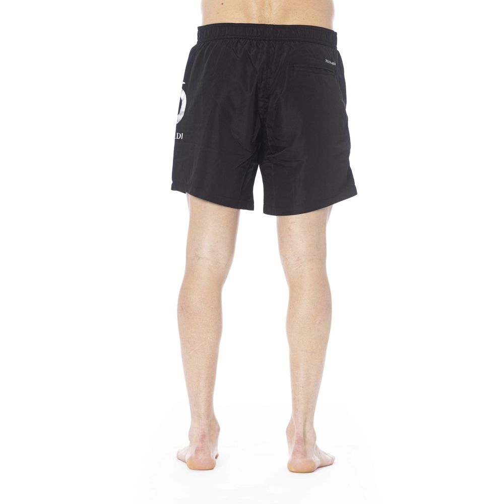 Trussardi Beachwear Black Polyester Men's Swim Trunk