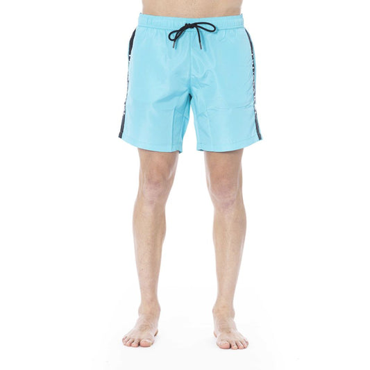 Trussardi Beachwear Light Blue Polyester Men Swim Trunk