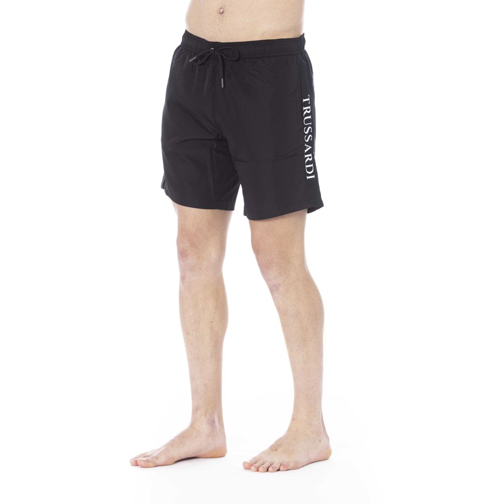 Trussardi Beachwear Black Polyester Men Swim Trunk