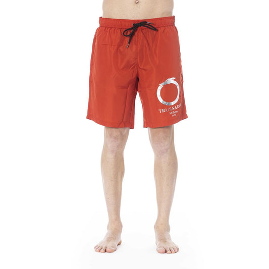 Trussardi Beachwear Red Polyester Men's Swim Trunk