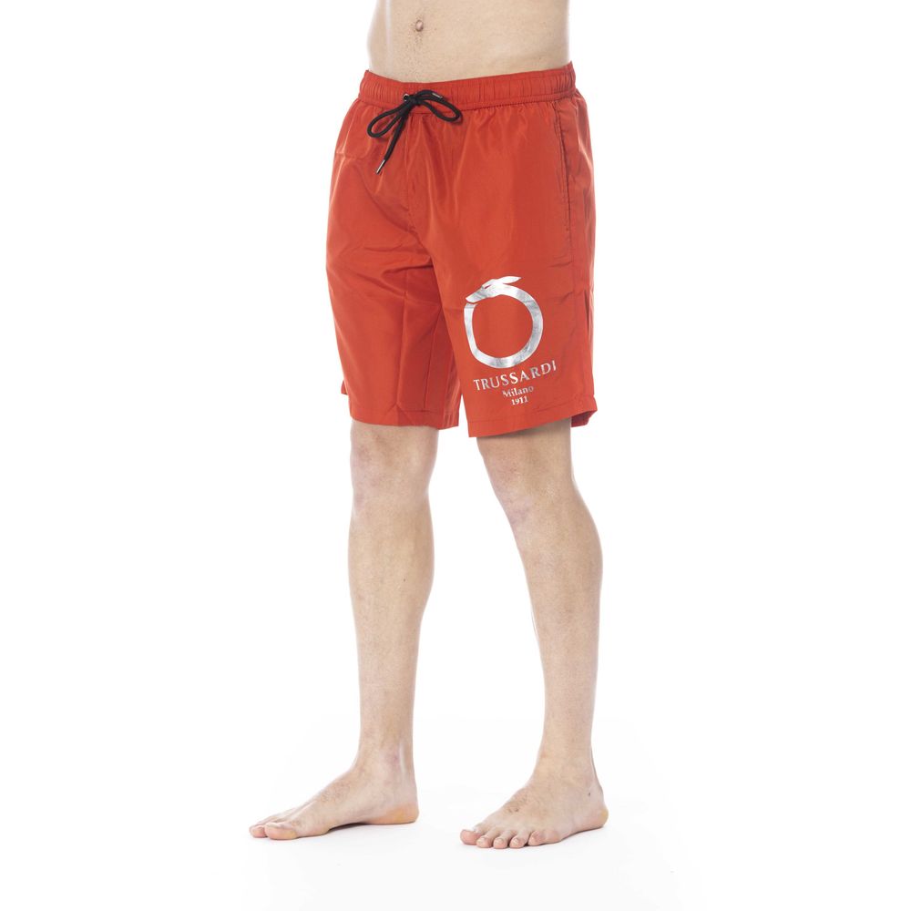 Trussardi Beachwear Red Polyester Men's Swim Trunk