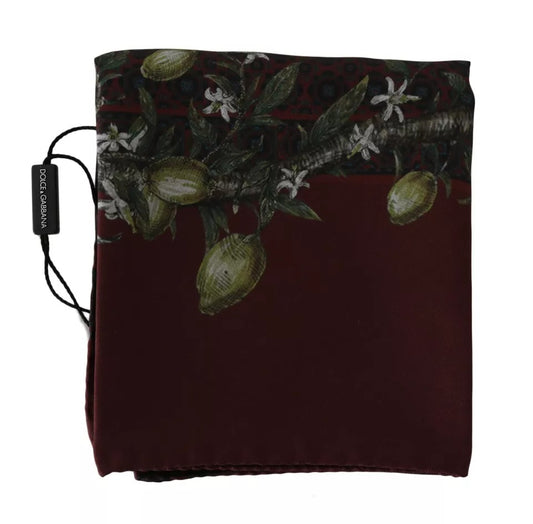 Dolce & Gabbana Bordeaux 100% Silk Floral Wrap Women Scarf