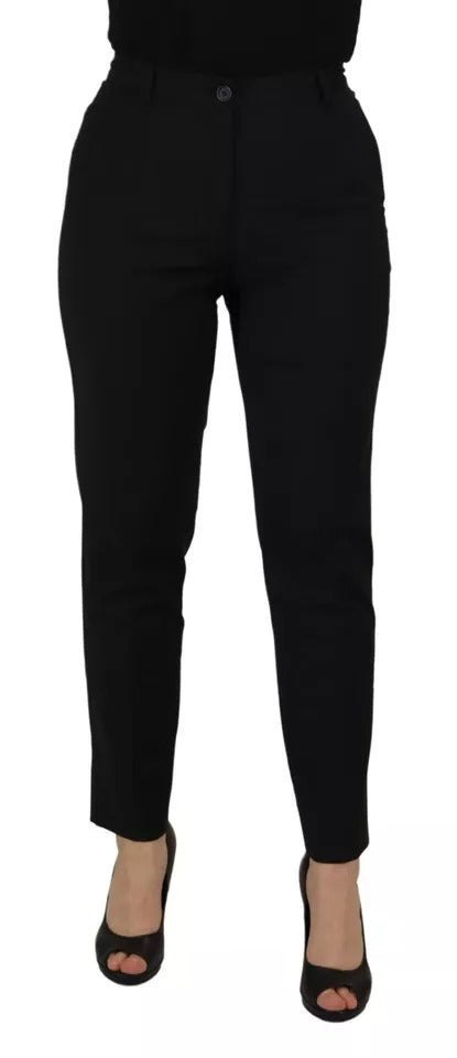 Dolce & Gabbana Black High Waist Tapered Trouser Pants