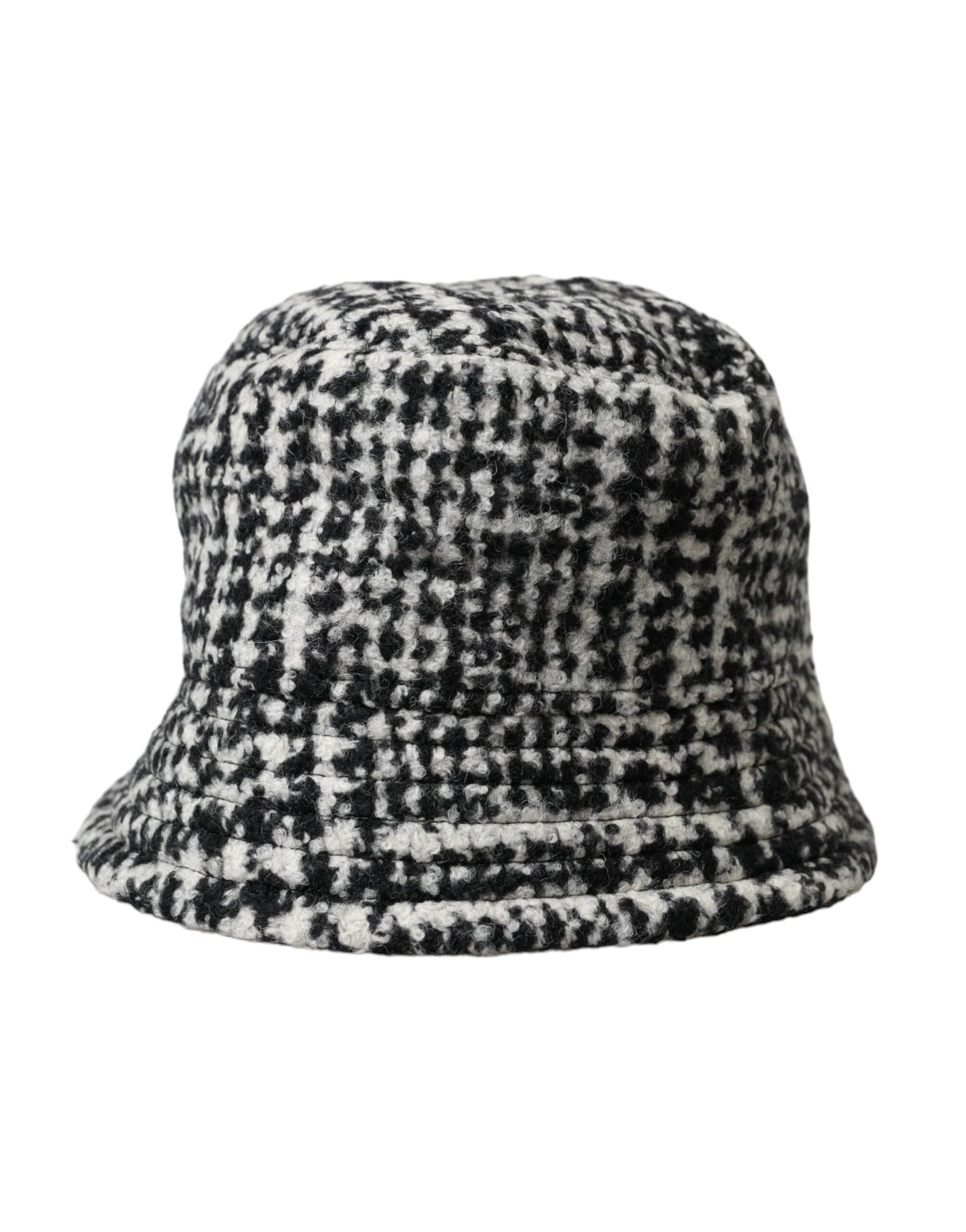 Dolce & Gabbana Black White Tweed Wool Bucket Hat Men