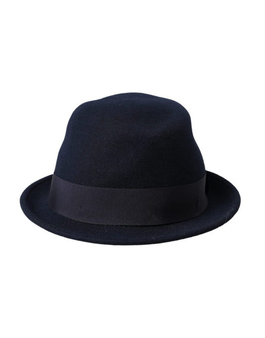 Dolce & Gabbana Dark Blue Wool Fedora Wide Brim Hat Men