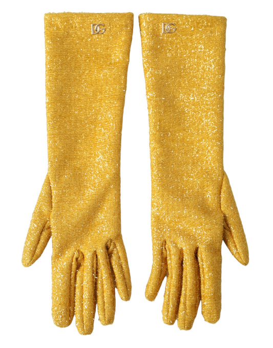 Dolce & Gabbana Gold Lurex Fantasia Mid Arm Length Gloves