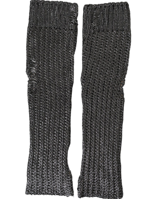 Dolce & Gabbana Gray Viscose Knitted Finger Less Gloves